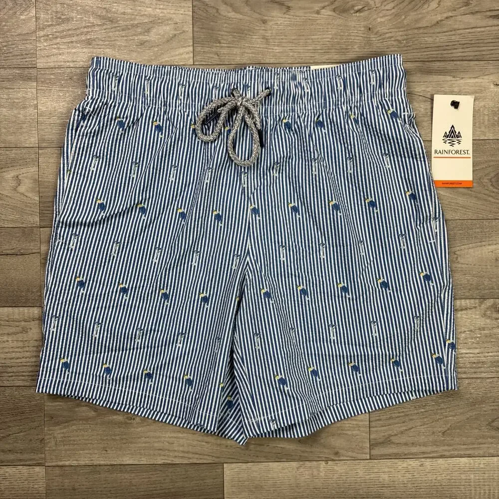 Rainforest Seersucker Swim Trunks Shorts 7